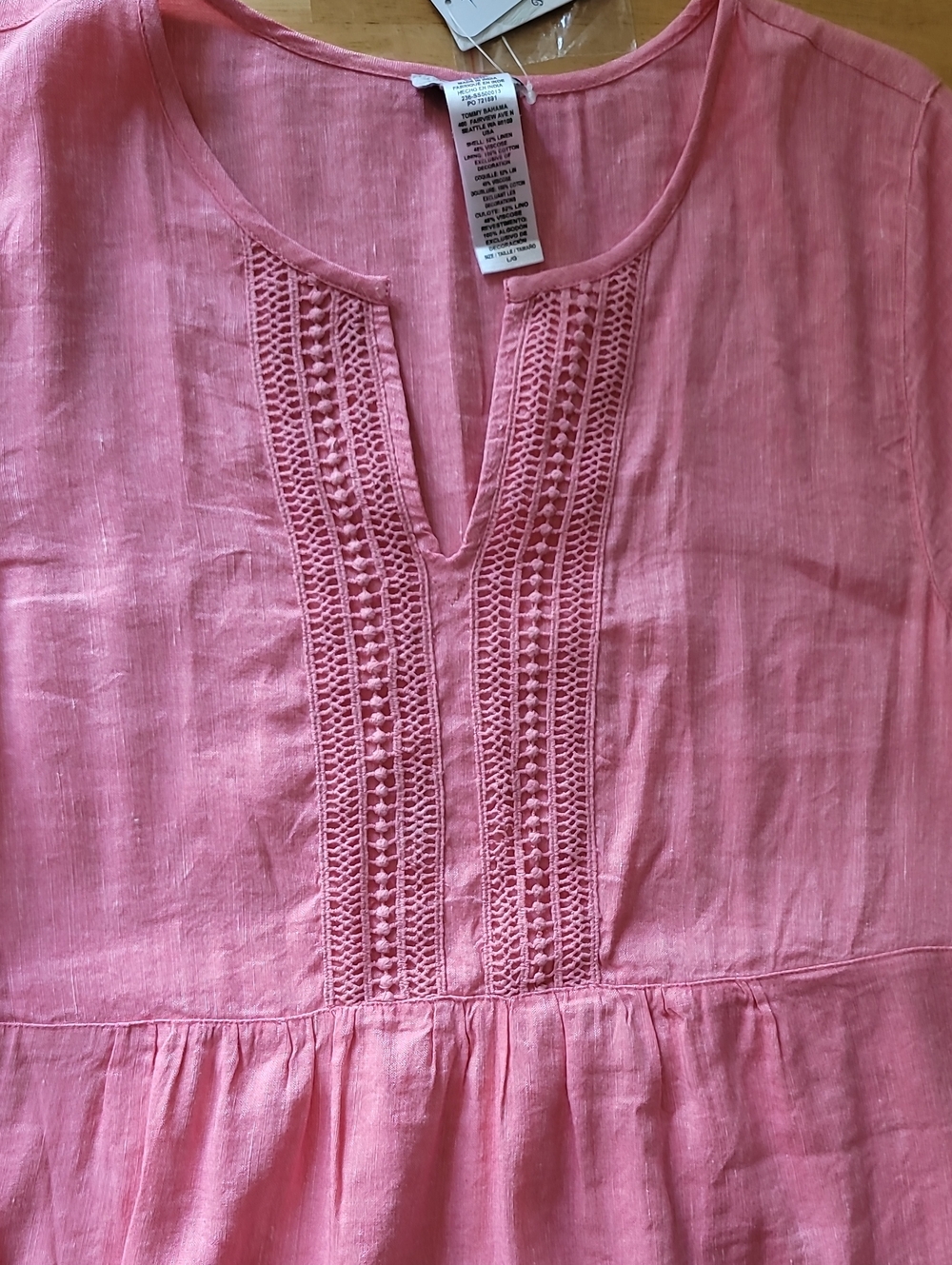 TOMMY BAHAMA St. Lucia Linen-blend Split-neck Dress in Coral Coast - Picture 9 of 15